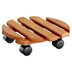 Wagner Multi Roller Country Castagno, Ø 300 mm, sottovaso con rotelle in legno di pino con 4 doppie ruote.