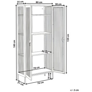 Beliani Vitrine Gleora beige clair 180 x 80 x 35 cm