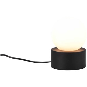 Lampada da tavolo Countess nera con paralume a globo bianco, E14, per scrivania o comodino.