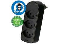 Max Hauri Abzweigstecker Adapt RE-Plastic Schwarz drehbar 3 x T13 / 250 V / 10 A Max Hauri Abzweigstecker Adapt RE-Plastic Schwarz drehbar 3 x T13 / 250 V / 10 A