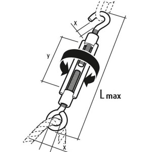 Conacord Spannschloss V4A-Stahl, rostfrei, 120 mm. Haken-Öse-Spannschloss mit Drehmechanismus zur Längenanpassung.