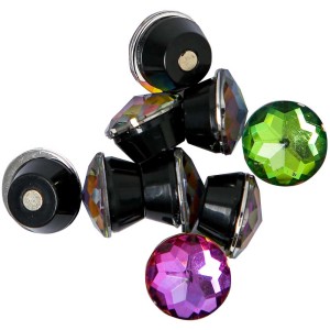 Aimants décoratifs colorés en verre acrylique, lot de 9, ø 1,6 cm, pour idées créatives.