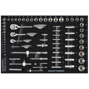 Insert d'outils pour servante d'atelier Kraftwerk BT700 avec douilles, cliquets et embouts.