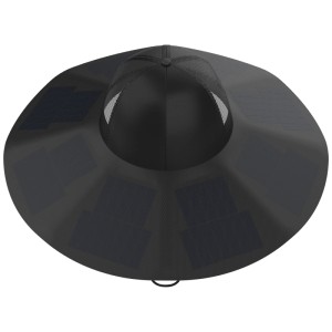 Chapeau solaire noir Ecoflow EF taille M/L avec panneaux solaires et insert en maille.
