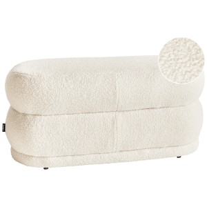 Banquette de lit Beliani Ellendale, bouclé crème. Pouf pour chambre ou salon.