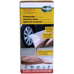 Assorbente per olio Absorbin V di Thomar, confezione di emergenza per assorbire olio, benzina e prodotti chimici.