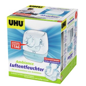 Déshumidificateur UHU Ambiance, design blanc, pour réduire l'humidité.