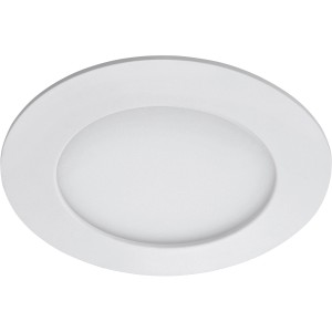 Spot encastrable LED Briloner blanc en plastique, diamètre 12 cm, pour montage au plafond.