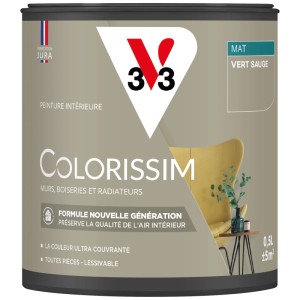 V33 Colorissim peinture intérieure vert sauge, finition mate, 0,5 l.