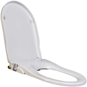 Sedile bidet Popodusche NB14 bianco con coperchio aperto.