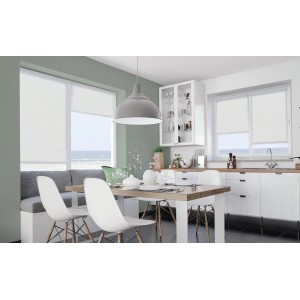 Store enrouleur blanc Gardinia EasyFix 100x150 cm dans une cuisine moderne.