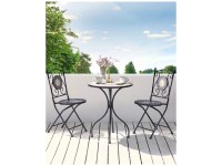Beliani Gartenstuhl Set mit 2 Stühlen Cariati Metall Schwarz