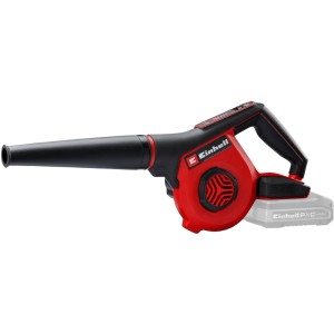 Roter Einhell Akku-Bläser TE-CB 18/270 Li mit schwarzem Rohr und ergonomischem Griff für Garten und Werkstatt.