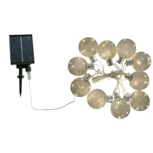 Guirlande solaire Schönenberger Crystal, noire, 4,35 m, avec panneau solaire et boules blanc chaud.