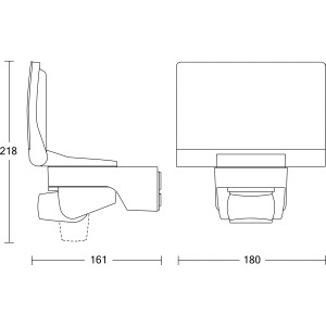 Schizzo della lampada da parete per esterni a LED Steinel XLED Home 2 S Bianca con dimensioni, per illustrare le dimensioni del prodotto.