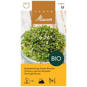 Graines Mauser BIO mélange de graines germées de roquette en verre, riche en vitamines.