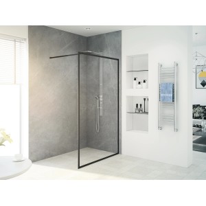 Paroi de douche à l'italienne noire baliv DUK-120.81, 120x195 cm, sans obstacle.