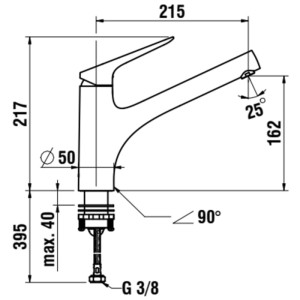 Miscelatore da lavello Laufen Twinpro con sporgenza cromata da 21,5 mm