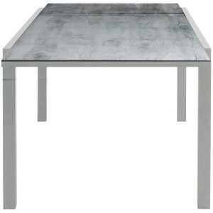 Ausziehbarer Gartentisch Monta im Keramiklook mit silbernem Aluminiumgestell.