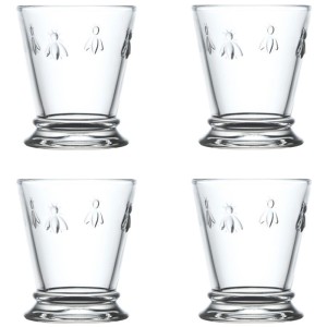 Set de verres La Rochere Abeille, 4 verres transparents avec relief abeille, 26 cl.