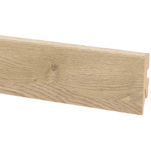 Plinthe chêne Cordoba, hauteur 60mm, avec conduit de câble pour stratifié et parquet.