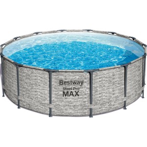 Bestway Steel Pro Max Pool Set, Ø 427 cm, con telaio in acciaio, pompa filtro, scaletta e telo di copertura.