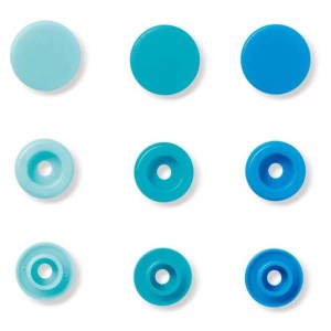 Prym Color Snaps, tonalità di blu, Ø 12.4mm, 30 pz, per abbigliamento neonato e bambino.