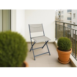 Sedia pieghevole Toconao in acciaio antracite-beige per giardino o balcone.