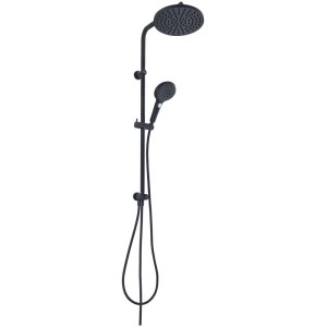 Système de douche Diaqua Wakuda Push, noir mat, avec douche de tête et douchette. Ensemble de douche moderne.