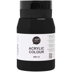 Flasche I Am Creative Acrylfarbe Schwarz, 500 ml. Studienqualität für Innen- und Aussenbereich.