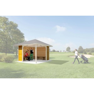 Seduta Weka per padiglione Gartenoase 651 Gr. 2 con pareti e panche.