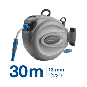 Set avvolgitubo a parete LUX con tubo da 30 m, grigio, per irrigazione giardino.