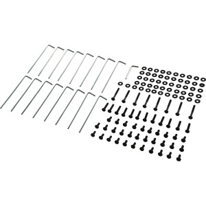 Kit de montage pour pavillon Rigolet avec vis, écrous et outils pour l'assemblage.
