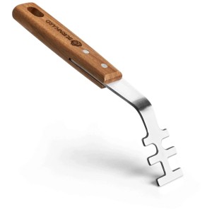 Lève-grille Burnhard en acier inoxydable avec manche en bois d'acacia, 26 cm, pour grilles de barbecue.