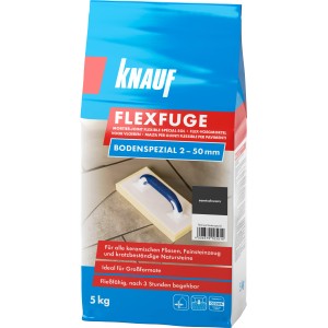 Knauf Flexfuge Bodenspezial Samtschwarz 5kg: Fugenmörtel für Fliesen und Naturstein.