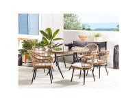 Beliani Gartenmöbel Set mit 6 Stühlen Aliano II Rattan Beige