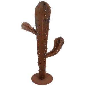 Rostfarbener Metall Kaktus als Gartendeko, 115cm hoch. Dekorative Gartenfigur.