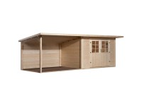 Weka Holz-Gartenhaus Como Natur mit Anbaudach