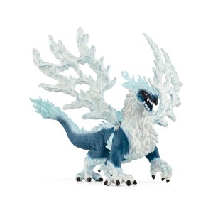 Figurine détaillée Schleich Dragon de Glace avec ailes mobiles, bleu et blanc.