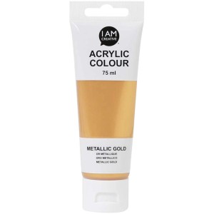 Tube I Am Creative Acrylfarbe Metallic Gold, 75 ml. Studienqualität für Innen- und Aussenbereich.
