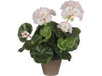 Mica Decorations Kunstpflanze Geranie Weiss-Rosa Topf Ø 20 cm / Höhe 34 cm