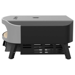 Forno per pizza a gas Cozze Classic 17 grigio, vista laterale. Grill a gas compatto per pizza croccante.
