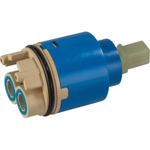 Cartuccia ceramica 35mm per miscelatore lavabo, blu/beige, ricambio per controllo flusso e temperatura.