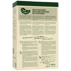 Emballage du tapis de fleurs Clever Nature, 2 m², avec des informations sur l'application et les avantages.