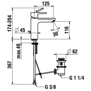 Miscelatore monocomando per lavabo Laufen Pro X cromato 12,5 cm