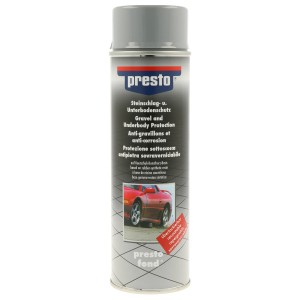 Spray protettivo sottoscocca Presto, bomboletta grigio chiaro (500 ml) per riparazioni di vernice e carrozzeria.