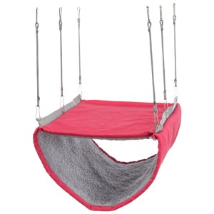 Hamac à 2 étages pour petits animaux, coton rouge, avec suspension pour cage.