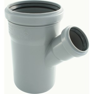 Dérivation simple HT Marley 45° DN 110/50, tuyau d'évacuation gris avec sortie latérale.