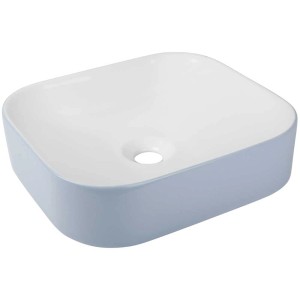 Lavabo d'appoggio Cuando, bianco-blu artico, 45 cm, forma ovale, design moderno.