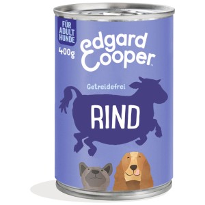 Edgard & Cooper nourriture humide pour chien au bœuf, 6 boîtes de 400g. Aliment sans céréales pour chiens adultes.